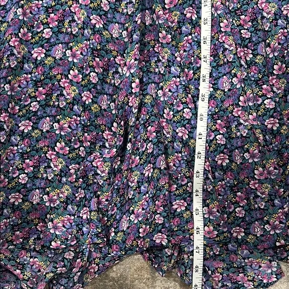 Karin Stevens V Neck Peter Pan Collar  Sheer Flutter Floral Purple Dress Size 10 - Picture 11 of 12